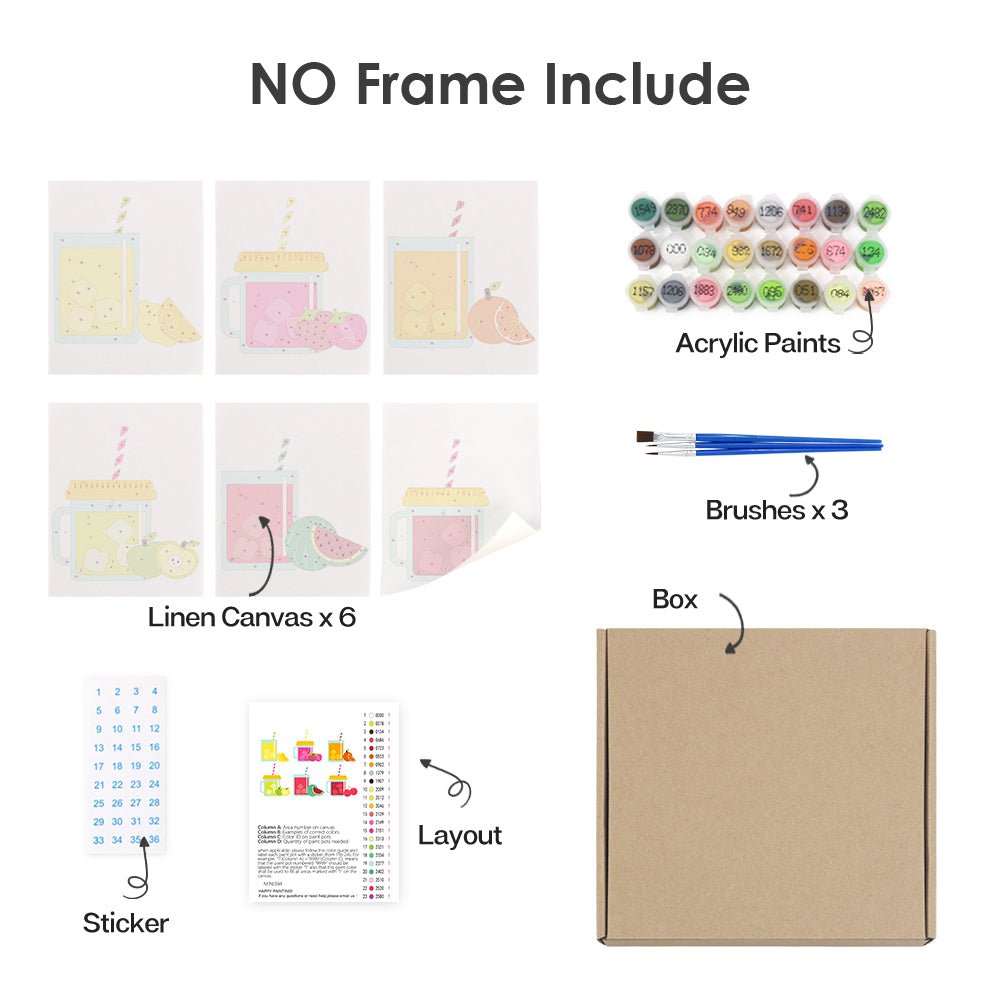 Sunny Sip Collection - Mini Paint by Numbers Kit (6 Pieces) paint by numbers kit