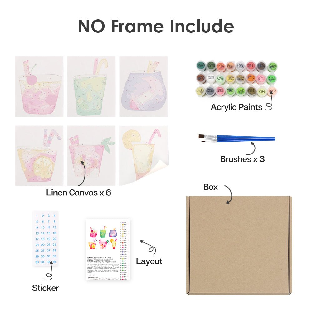 Pastel Drink Dreams - Mini Paint by Numbers Kit (6 Pieces) paint by numbers kit