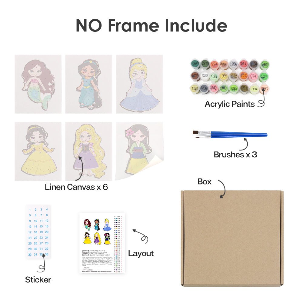 Little Princess Dreams - Mini Paint by Numbers Kit (6 Pieces) paint by numbers kit