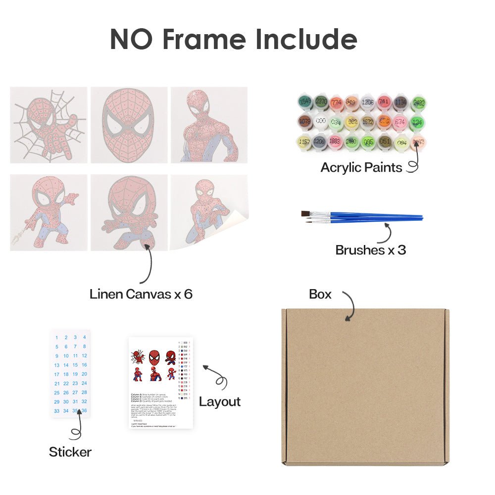 Web Hero Minis - Mini Paint by Numbers Kit (6 Pieces) paint by numbers kit