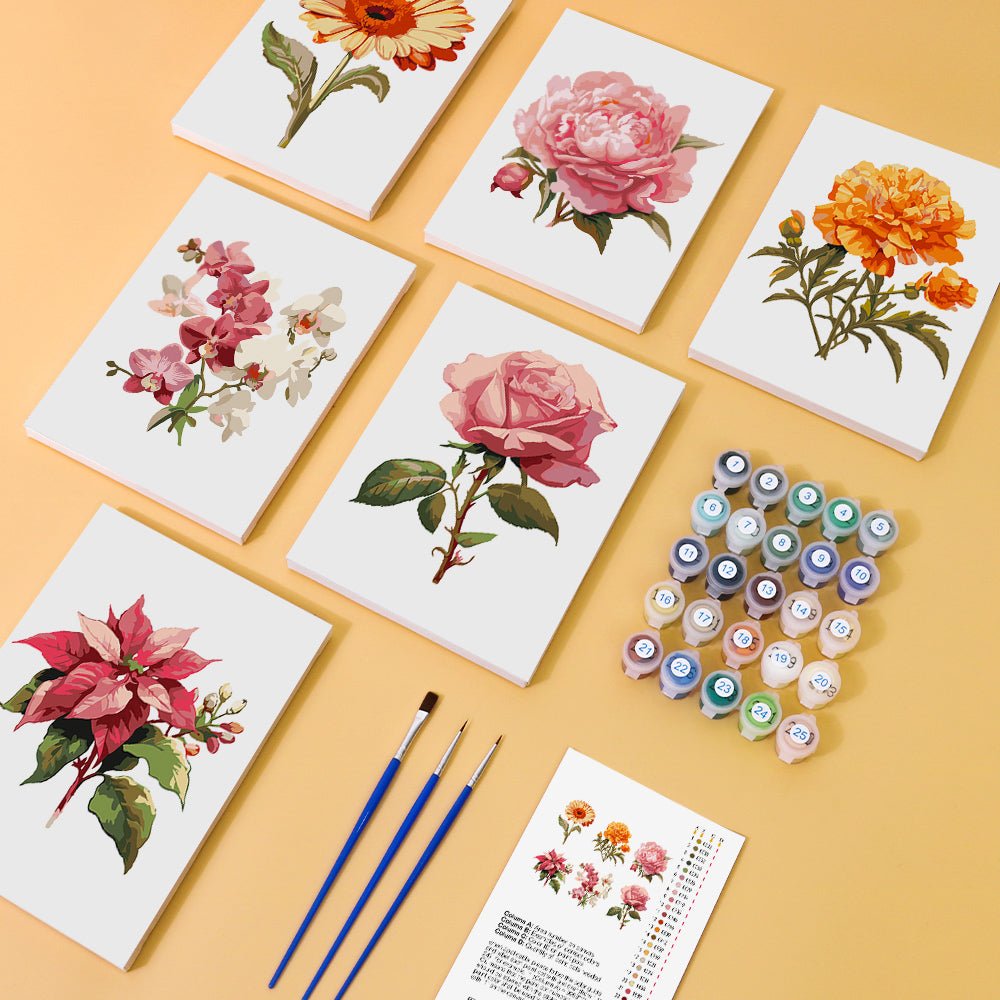Timeless Garden Blooms - Mini Paint by Numbers Kit (6 Pieces)