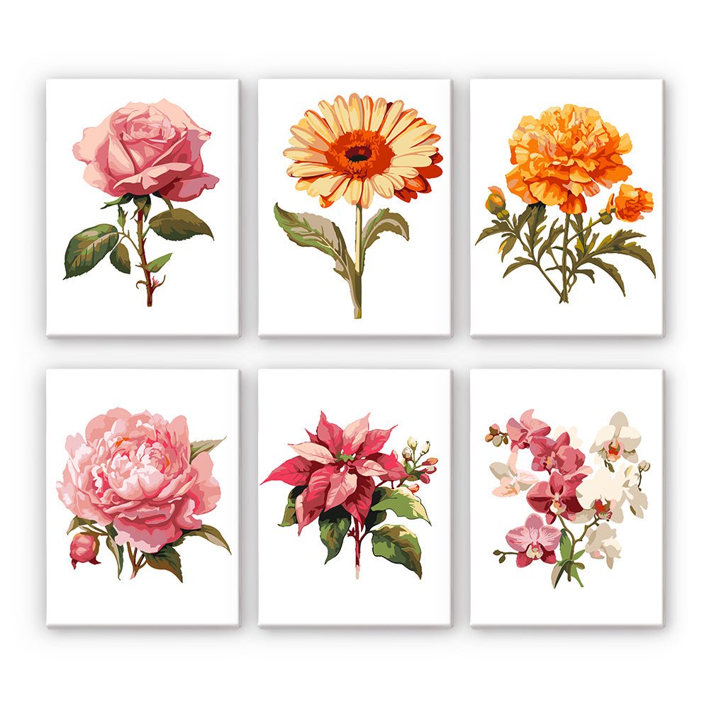 Timeless Garden Blooms - Mini Paint by Numbers Kit (6 Pieces)