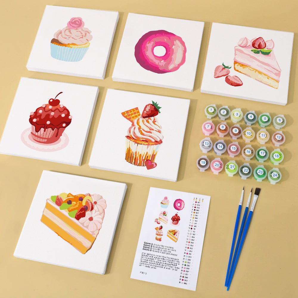 Pink Sugar Bakery - Mini Paint by Numbers Kit (6 Pieces) paint by numbers kit