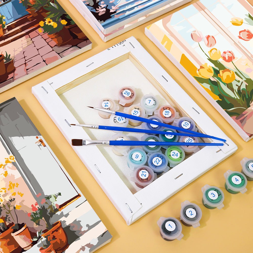 Blooming Doorways - Mini Paint by Numbers Kit (6 Pieces) paint by numbers kit