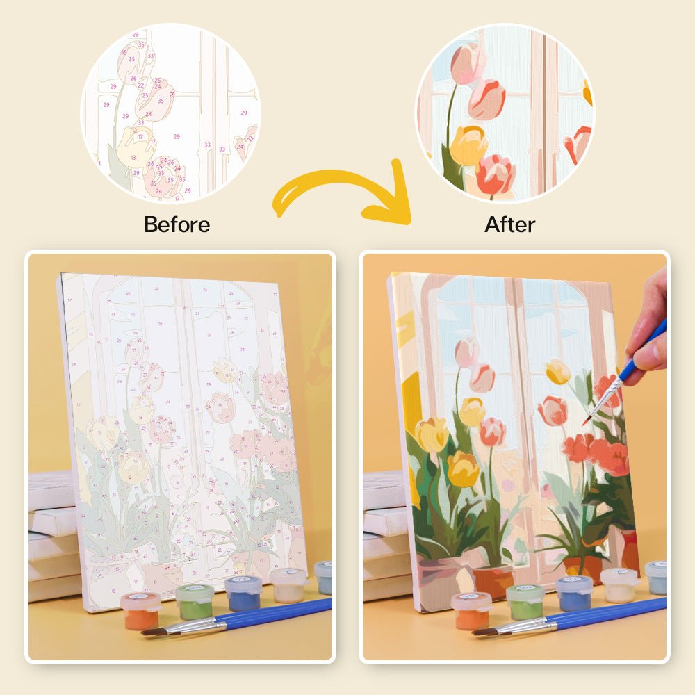Blooming Doorways - Mini Paint by Numbers Kit (6 Pieces) paint by numbers kit