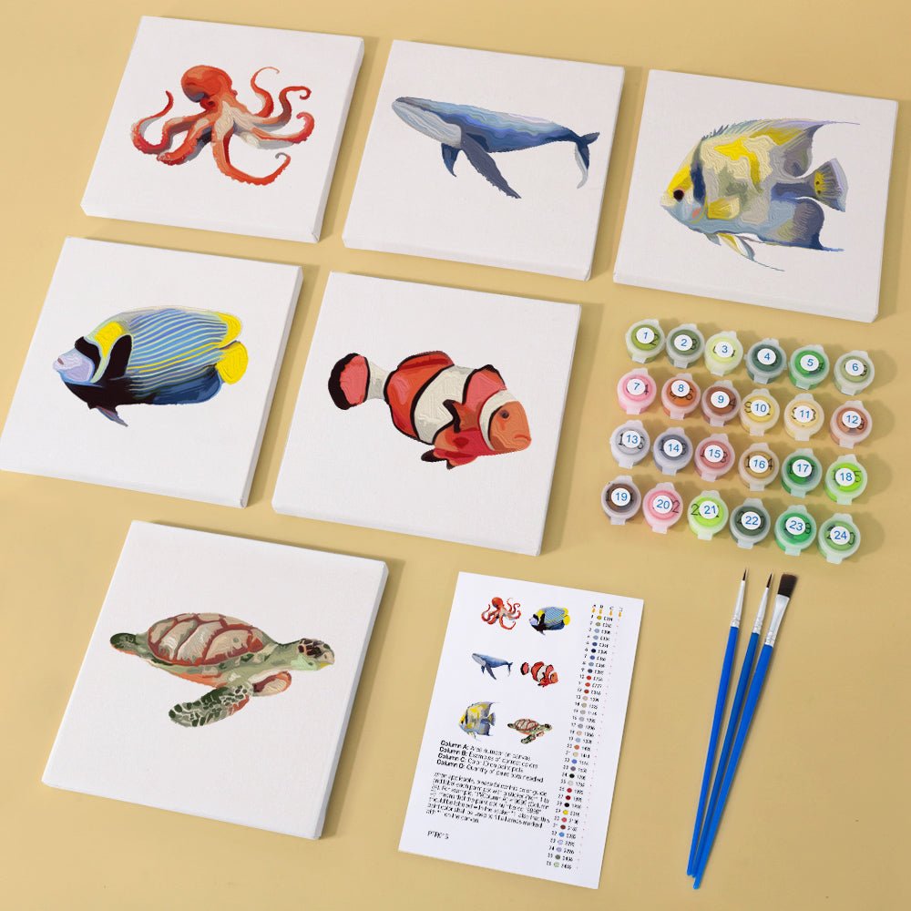 Ocean Friends - Mini Paint by Numbers Kit (6 Pieces) paint by numbers kit