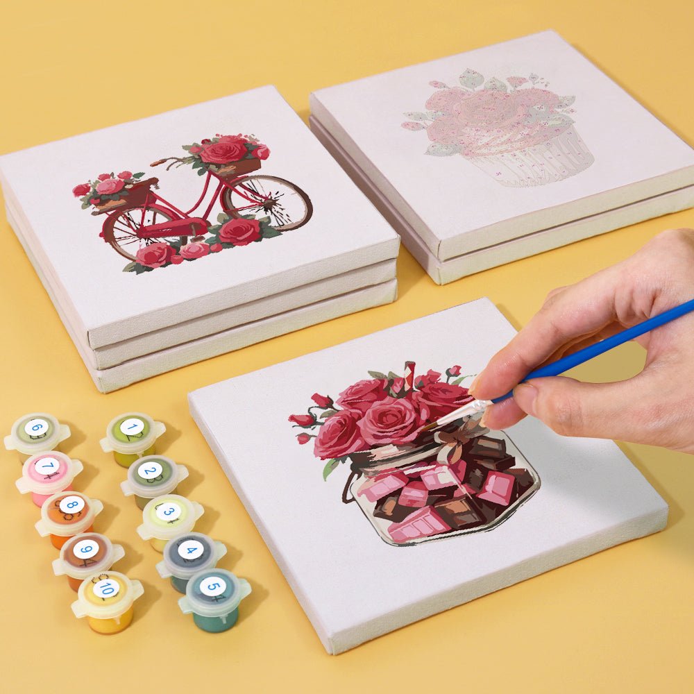 Romantic Rose Moments - Mini Paint by Numbers Kit (6 Pieces)