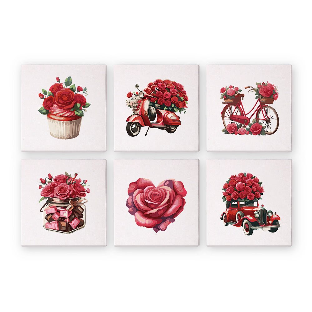 Romantic Rose Moments - Mini Paint by Numbers Kit (6 Pieces)