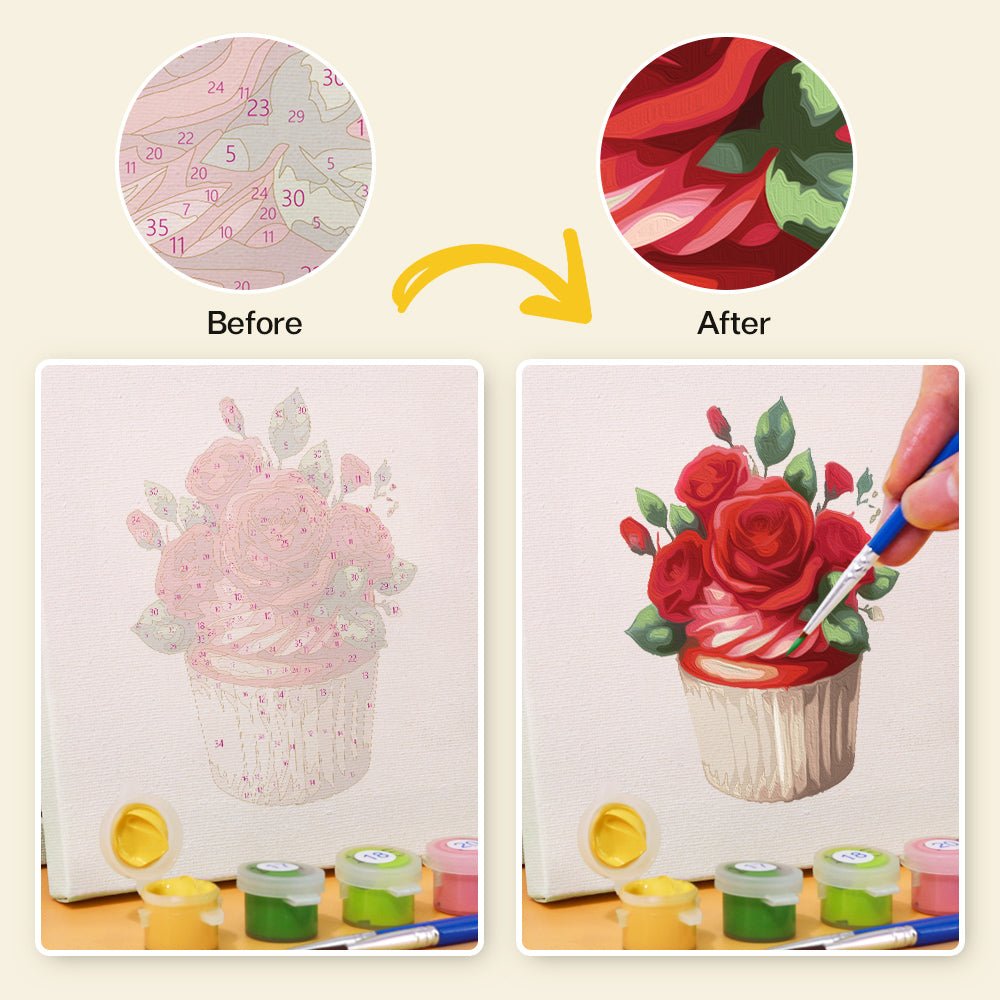 Romantic Rose Moments - Mini Paint by Numbers Kit (6 Pieces)