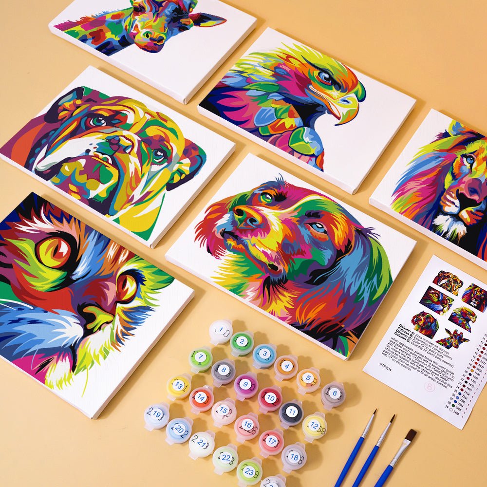 Colorburst Wildlife - Mini Paint by Numbers Kit (6 Pieces) paint by numbers kit
