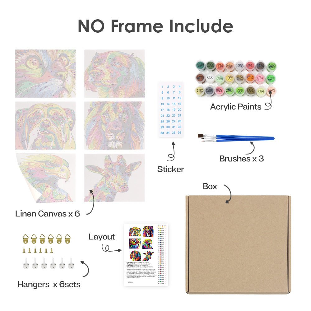 Colorburst Wildlife - Mini Paint by Numbers Kit (6 Pieces) paint by numbers kit