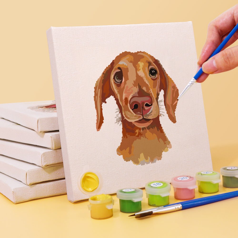 Sweet Puppy Portraits - Mini Paint by Numbers Kit (6 Pieces) paint by numbers kit