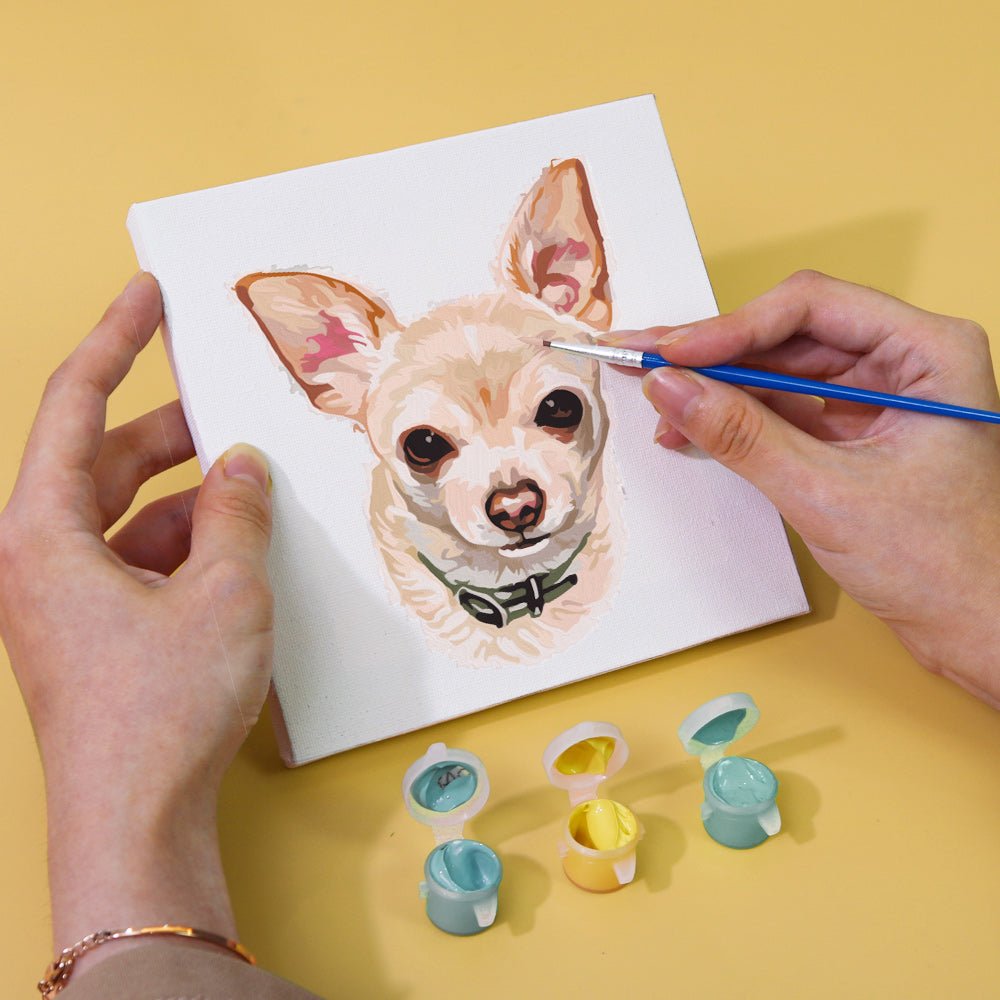 Sweet Puppy Portraits - Mini Paint by Numbers Kit (6 Pieces) paint by numbers kit