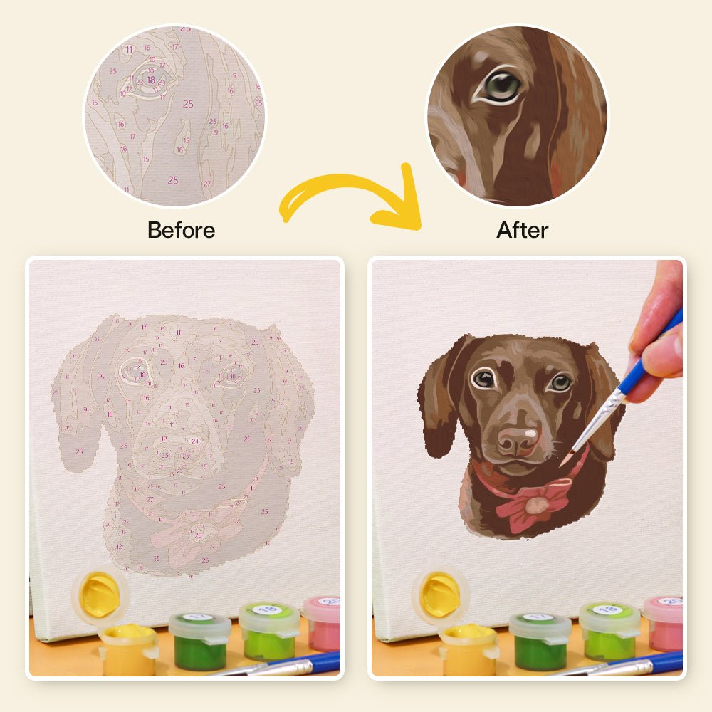 Sweet Puppy Portraits - Mini Paint by Numbers Kit (6 Pieces) paint by numbers kit