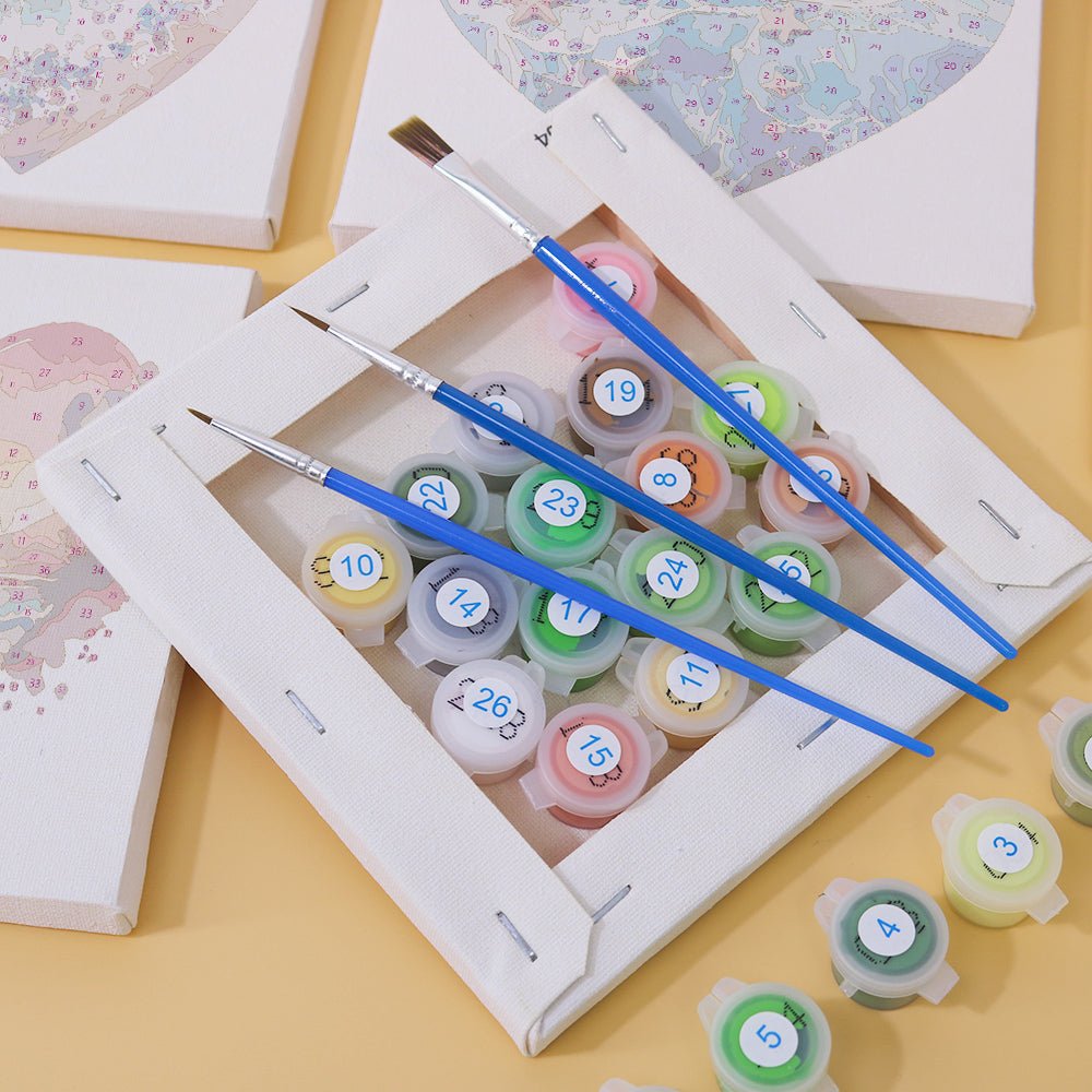 Ocean Love Hearts - Mini Paint by Numbers Kit (6 Pieces) paint by numbers kit
