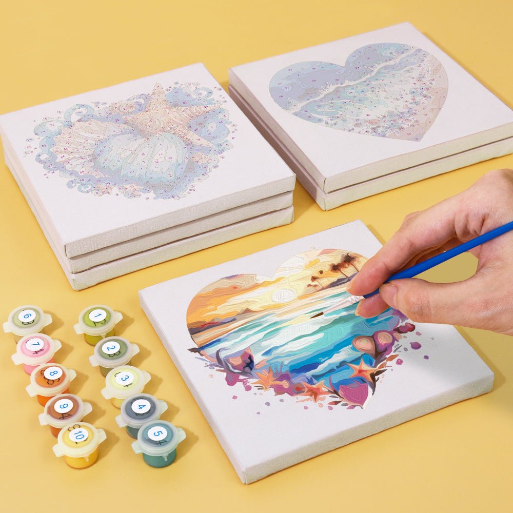 Ocean Love Hearts - Mini Paint by Numbers Kit (6 Pieces) paint by numbers kit