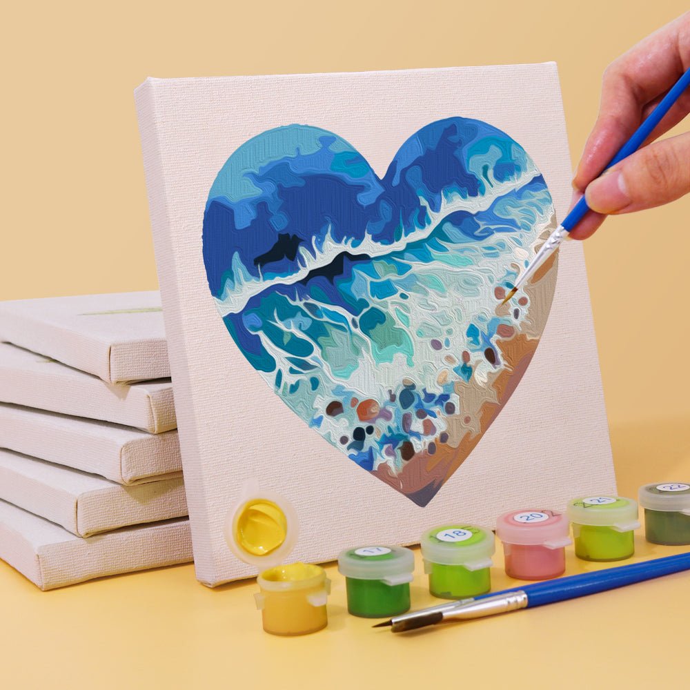 Ocean Love Hearts - Mini Paint by Numbers Kit (6 Pieces) paint by numbers kit