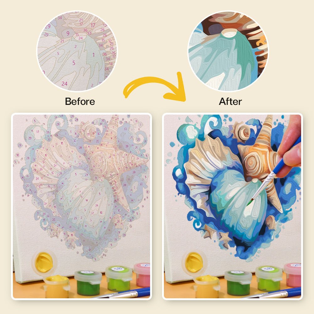 Ocean Love Hearts - Mini Paint by Numbers Kit (6 Pieces) paint by numbers kit