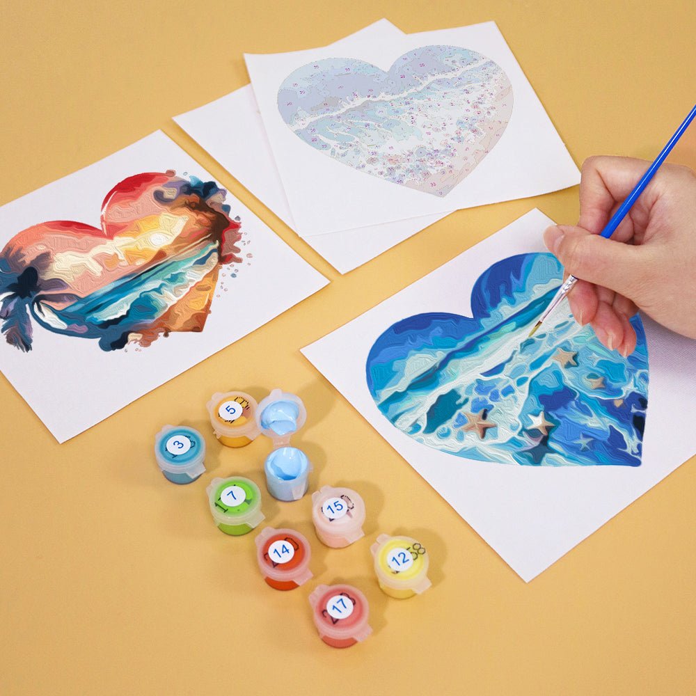 Ocean Love Hearts - Mini Paint by Numbers Kit (6 Pieces) paint by numbers kit