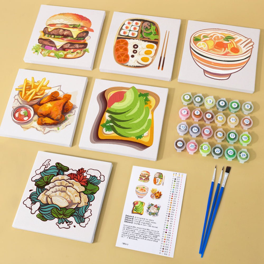 Comfort Food Classics - Mini Paint by Numbers Kit (6 Pieces) paint by numbers kit
