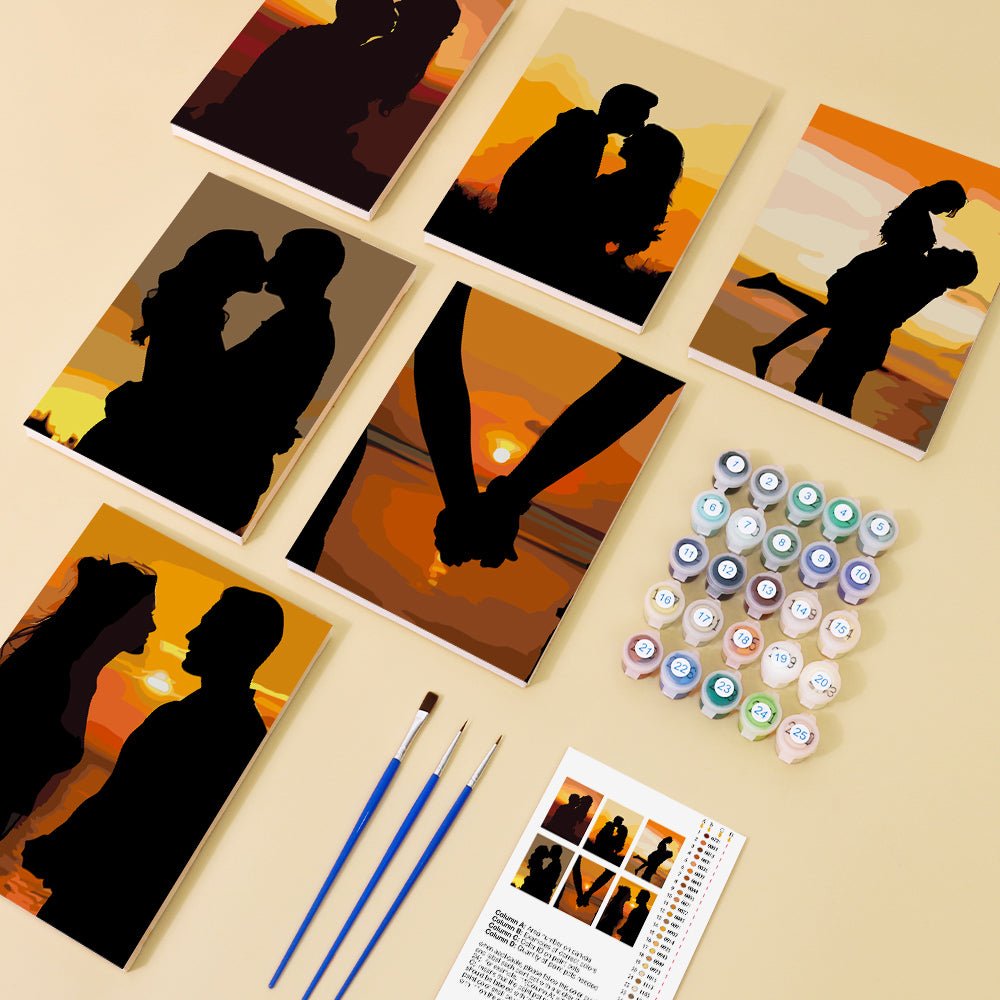 Golden Hour Love - Mini Paint by Numbers Kit (6 Pieces) paint by numbers kit