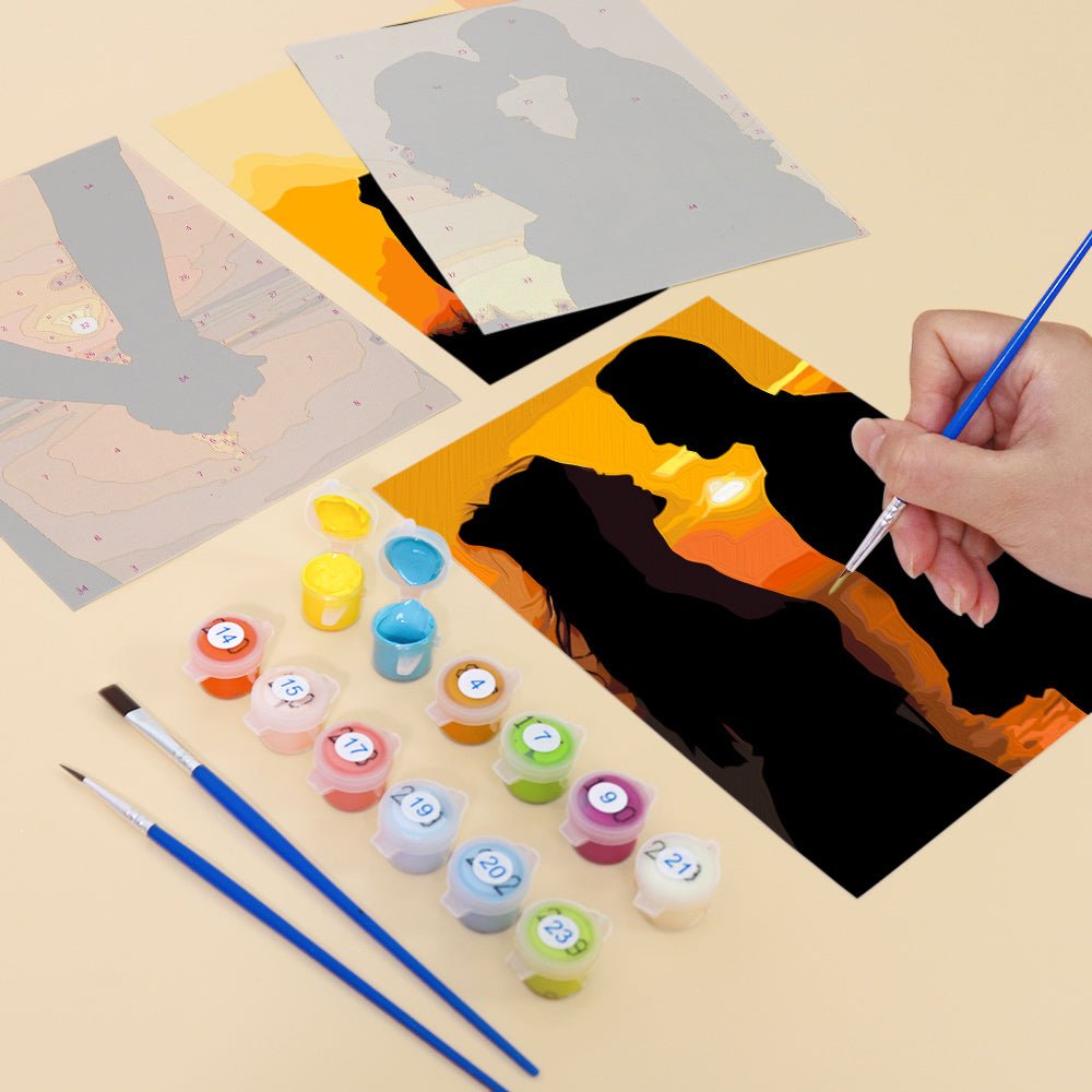Golden Hour Love - Mini Paint by Numbers Kit (6 Pieces) paint by numbers kit