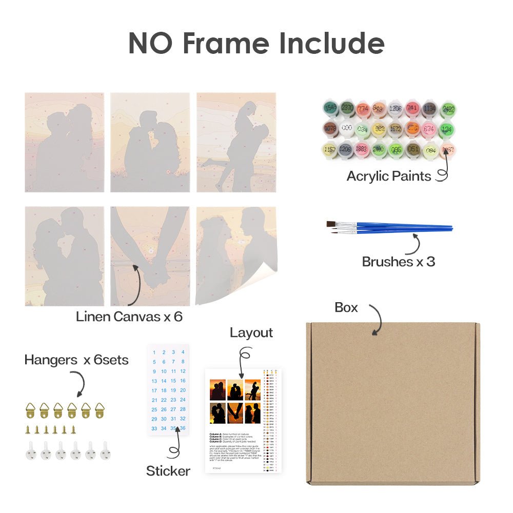 Golden Hour Love - Mini Paint by Numbers Kit (6 Pieces) paint by numbers kit