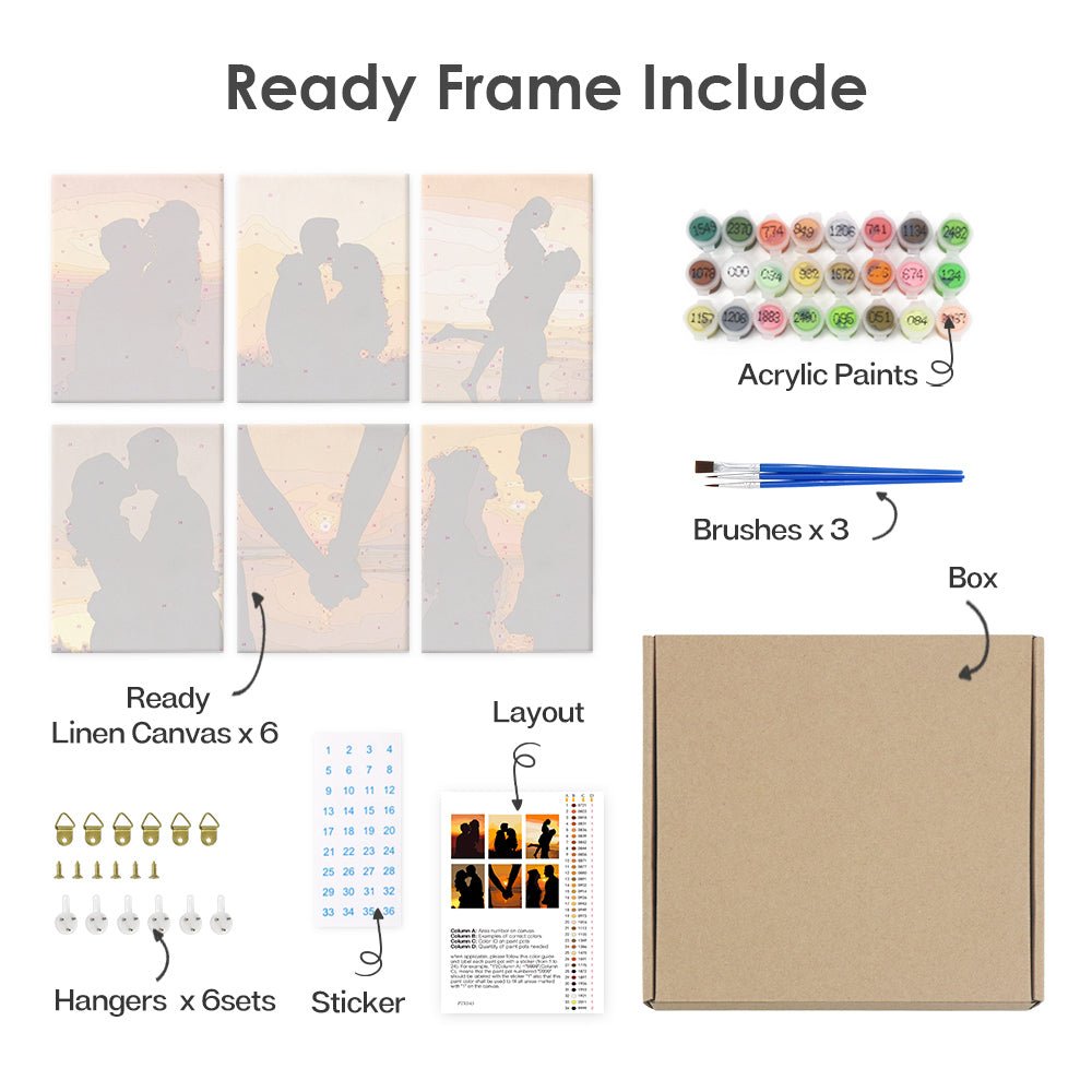 Golden Hour Love - Mini Paint by Numbers Kit (6 Pieces) paint by numbers kit