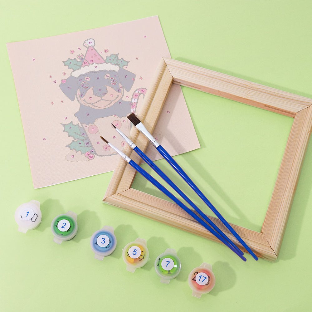 Holiday Puppy Cheer - Mini Paint by Numbers Kit (6 Pieces)