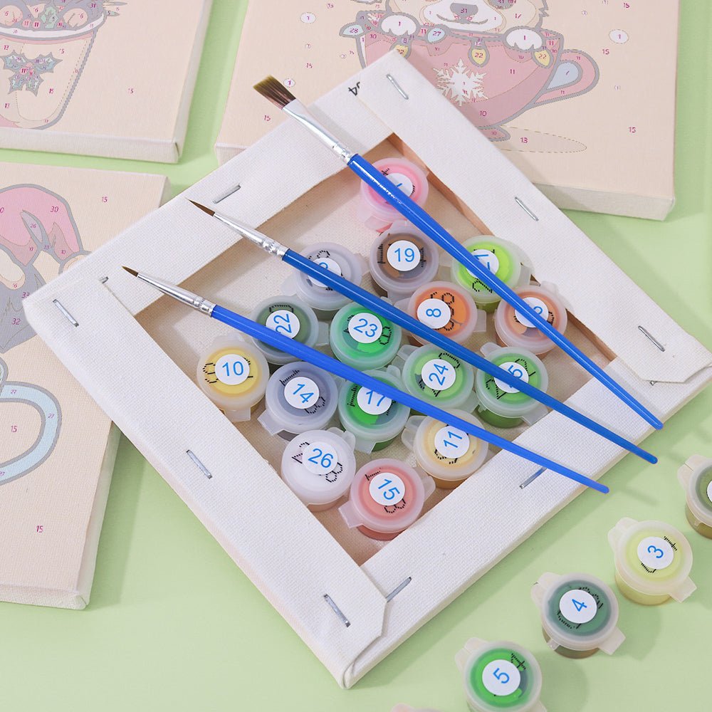 Holiday Puppy Cheer - Mini Paint by Numbers Kit (6 Pieces)