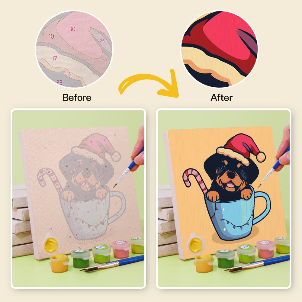 Holiday Puppy Cheer - Mini Paint by Numbers Kit (6 Pieces)