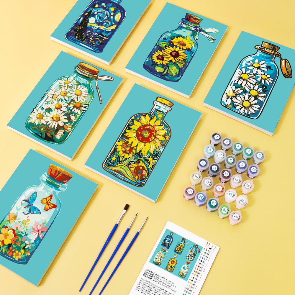 Captured Blooms in Glass - Mini Paint by Numbers Kit (6 Pieces) paint by numbers kit