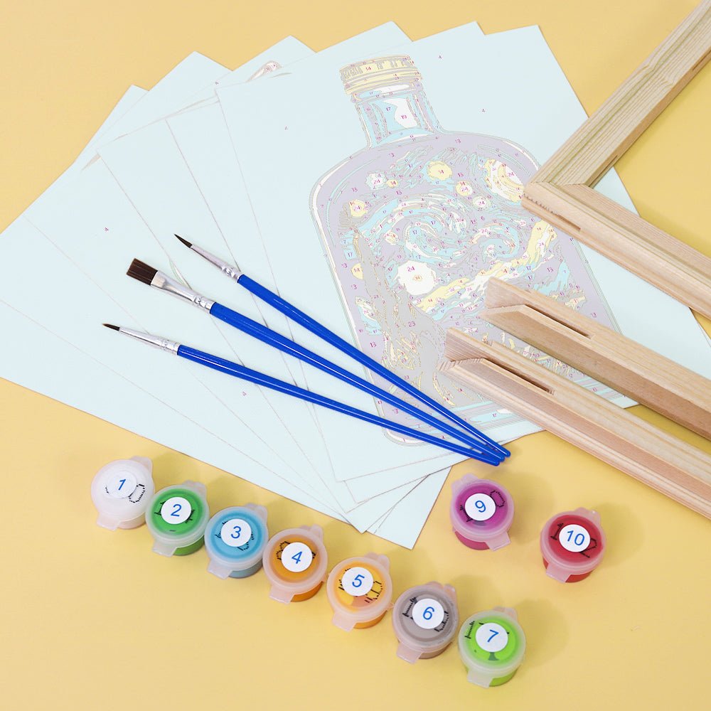 Captured Blooms in Glass - Mini Paint by Numbers Kit (6 Pieces) paint by numbers kit