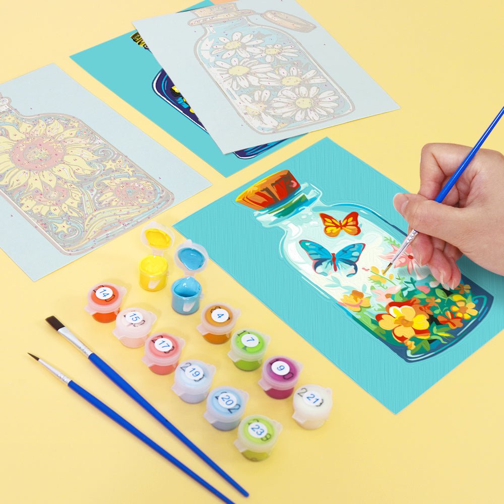 Captured Blooms in Glass - Mini Paint by Numbers Kit (6 Pieces) paint by numbers kit