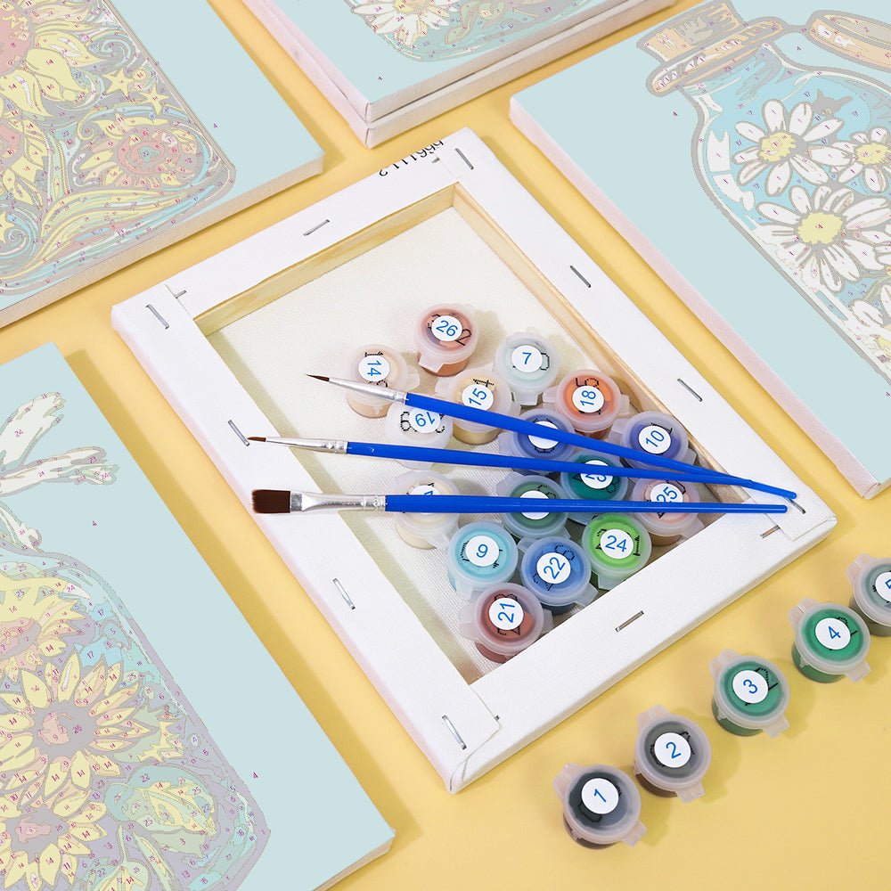 Captured Blooms in Glass - Mini Paint by Numbers Kit (6 Pieces) paint by numbers kit