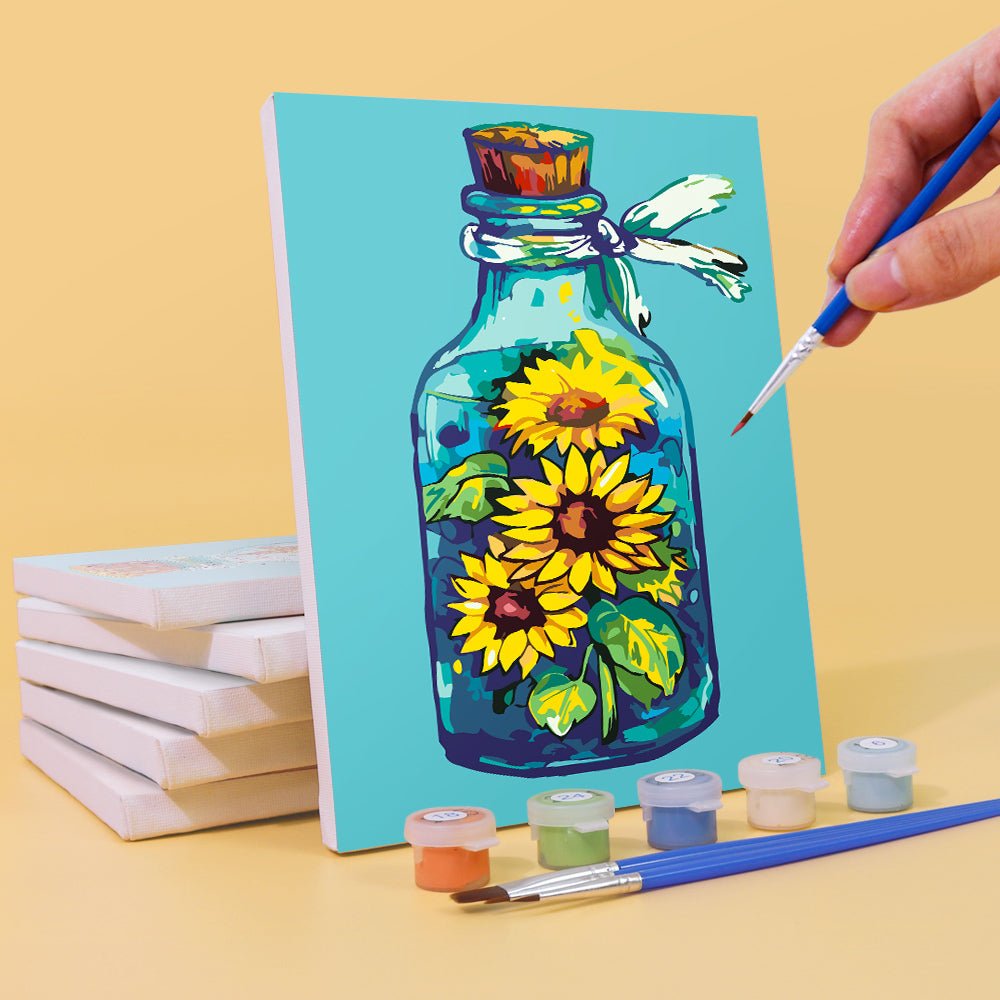 Captured Blooms in Glass - Mini Paint by Numbers Kit (6 Pieces) paint by numbers kit