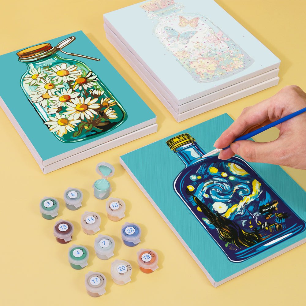 Captured Blooms in Glass - Mini Paint by Numbers Kit (6 Pieces) paint by numbers kit