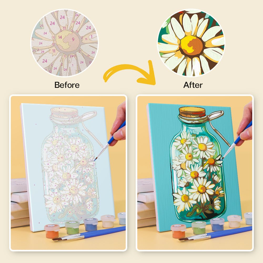 Captured Blooms in Glass - Mini Paint by Numbers Kit (6 Pieces) paint by numbers kit
