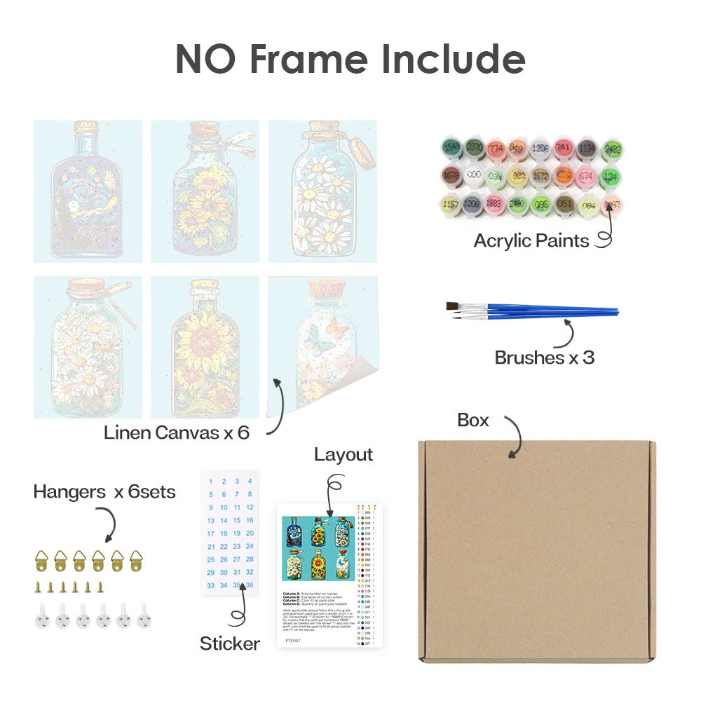 Captured Blooms in Glass - Mini Paint by Numbers Kit (6 Pieces) paint by numbers kit