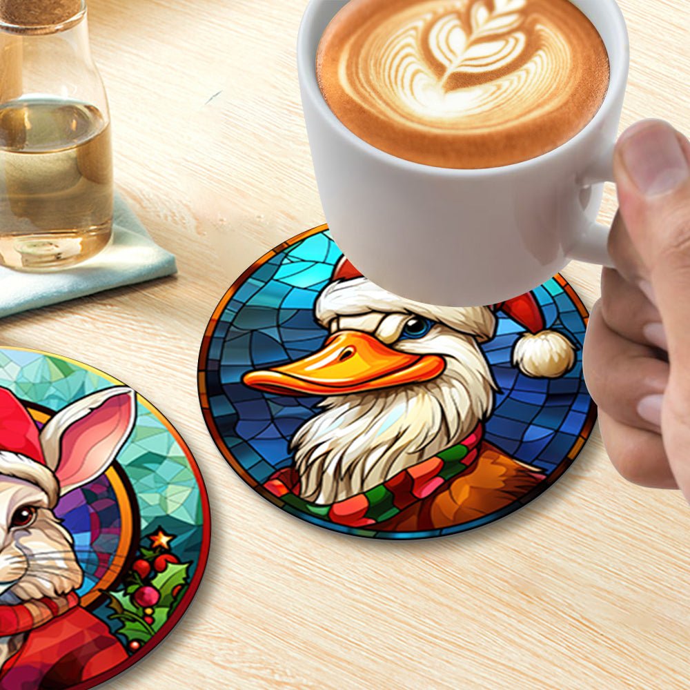 Festive Animal Friends - Coasters Paint by Numbers Kit (6 Pieces) paint by numbers kit