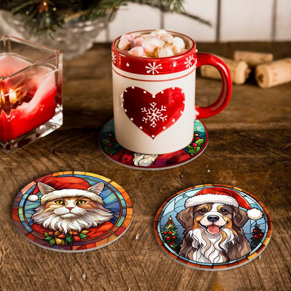 Festive Animal Friends - Coasters Paint by Numbers Kit (6 Pieces) paint by numbers kit