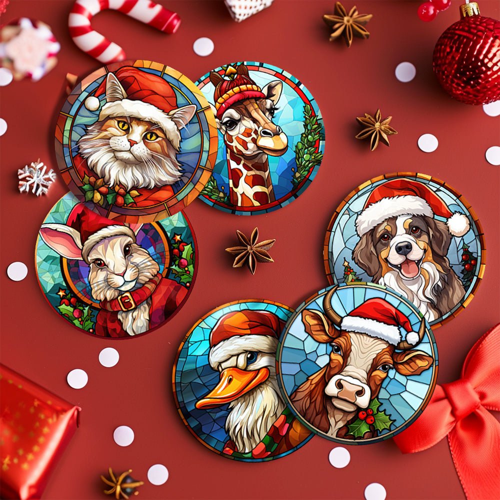 Festive Animal Friends - Coasters Paint by Numbers Kit (6 Pieces) paint by numbers kit
