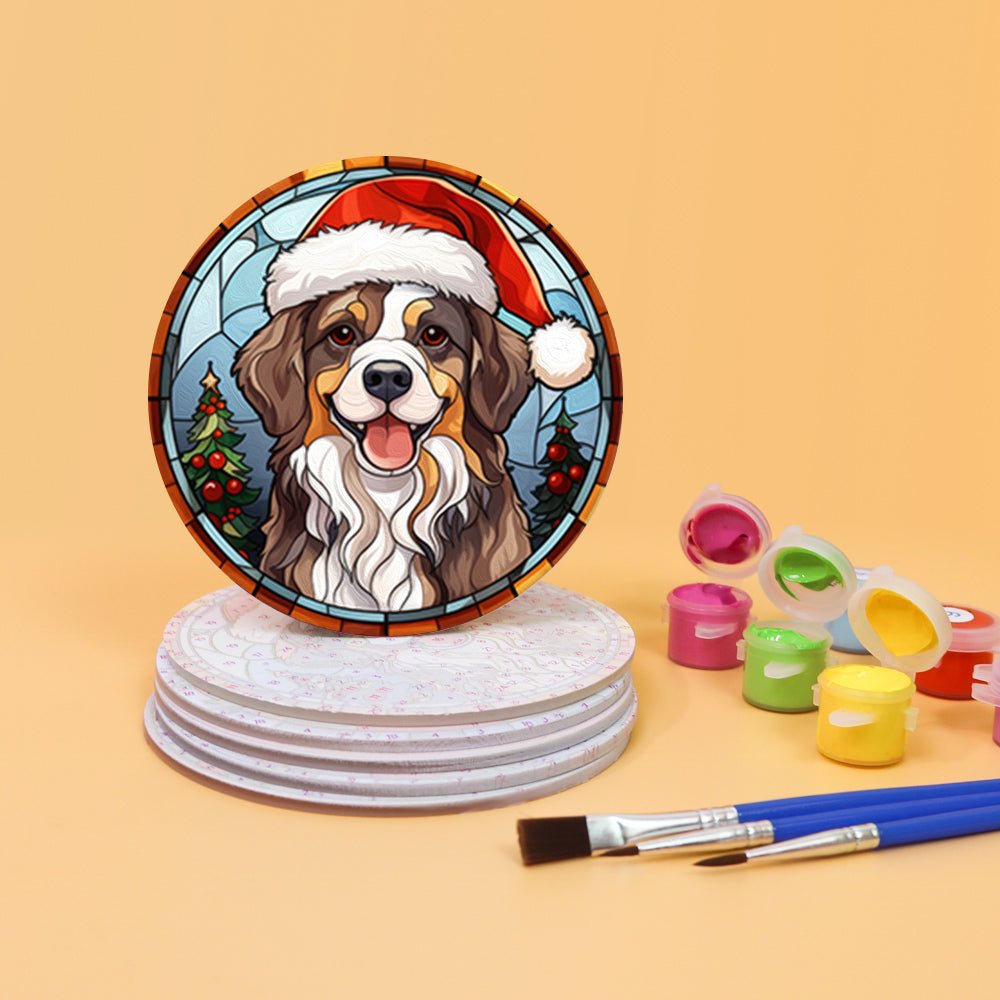 Festive Animal Friends - Coasters Paint by Numbers Kit (6 Pieces) paint by numbers kit