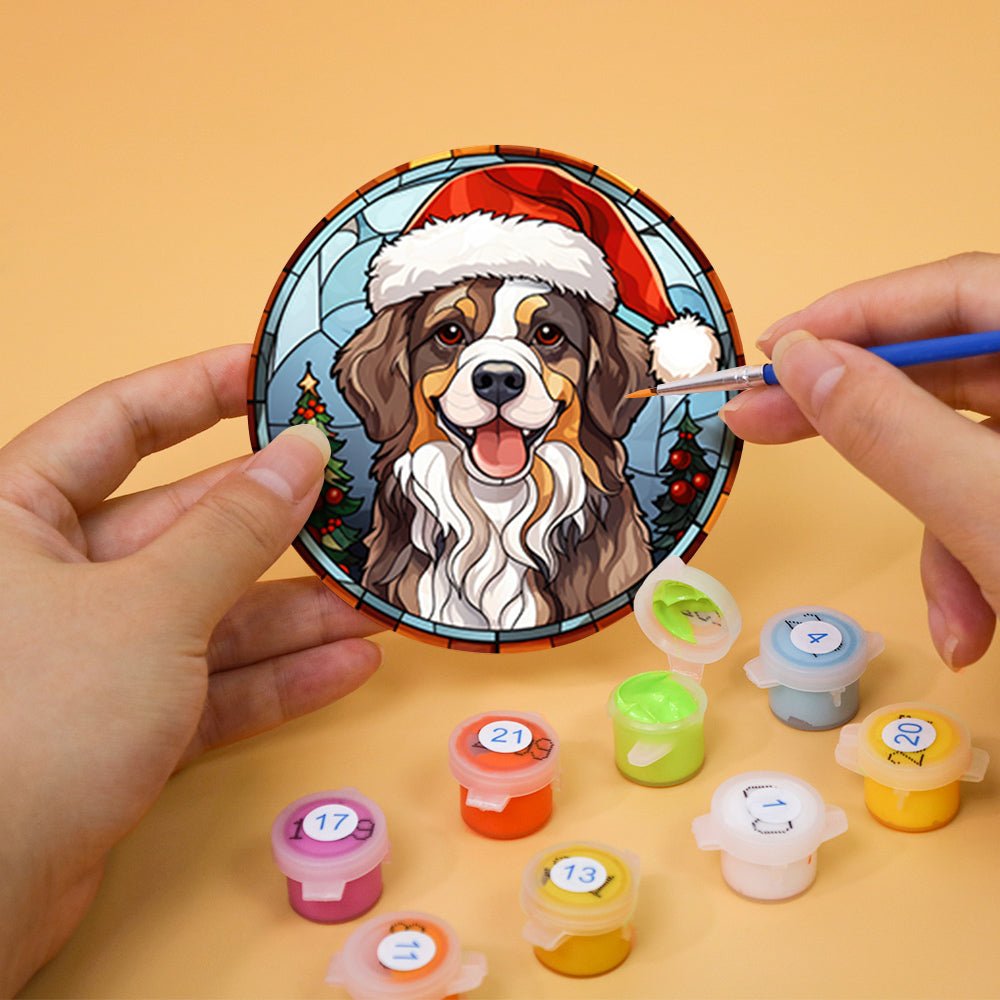 Festive Animal Friends - Coasters Paint by Numbers Kit (6 Pieces) paint by numbers kit