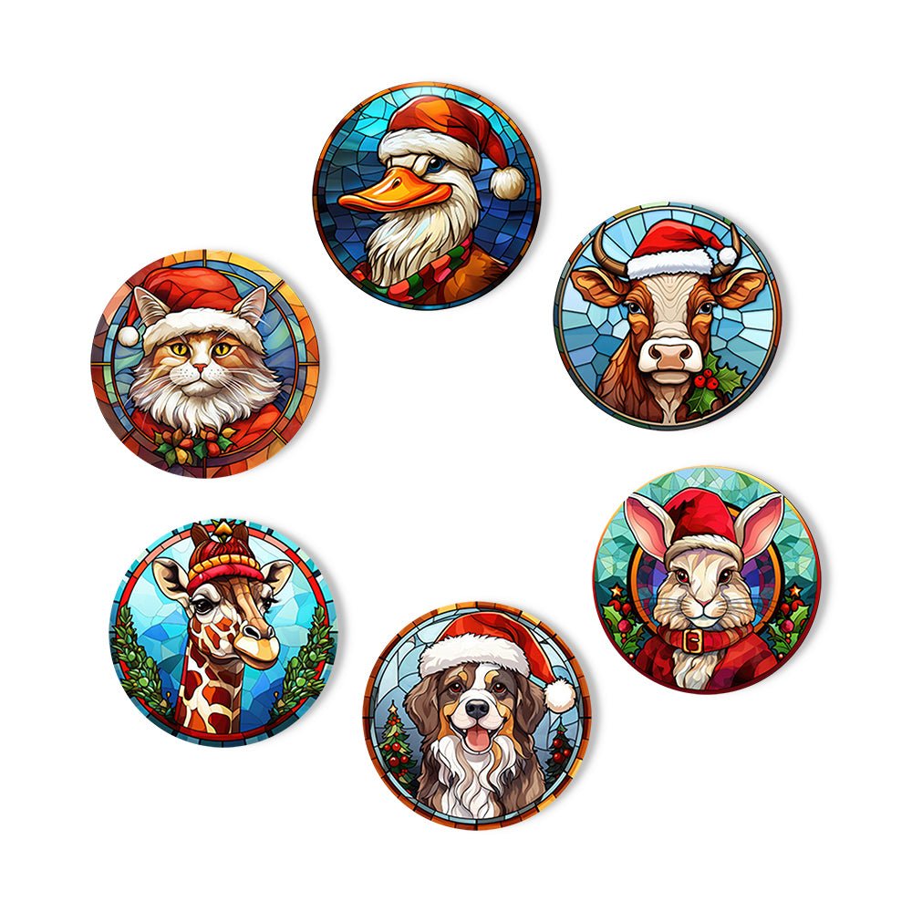 Festive Animal Friends - Coasters Paint by Numbers Kit (6 Pieces) paint by numbers kit