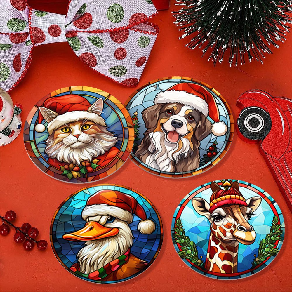 Festive Animal Friends - Coasters Paint by Numbers Kit (6 Pieces) paint by numbers kit