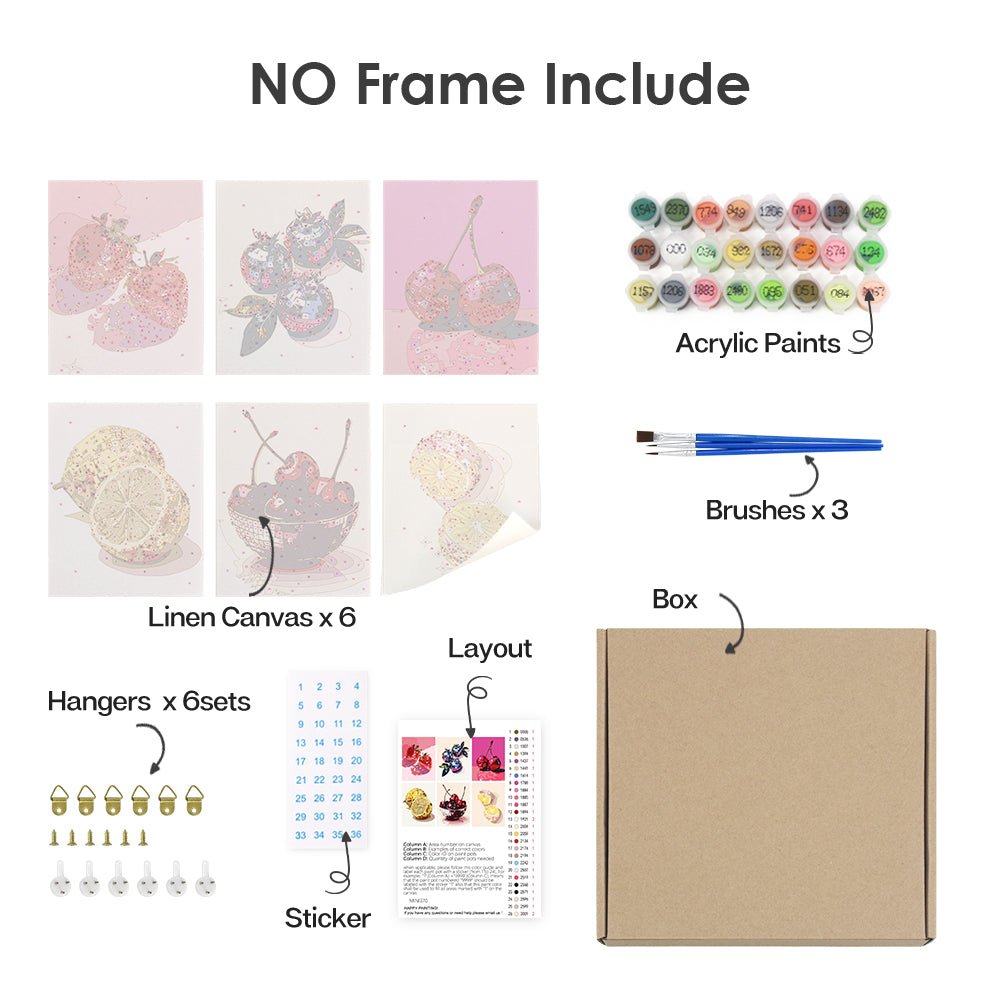 Berry & Citrus Luxe - Mini Paint by Numbers Kit (6 Pieces) paint by numbers kit