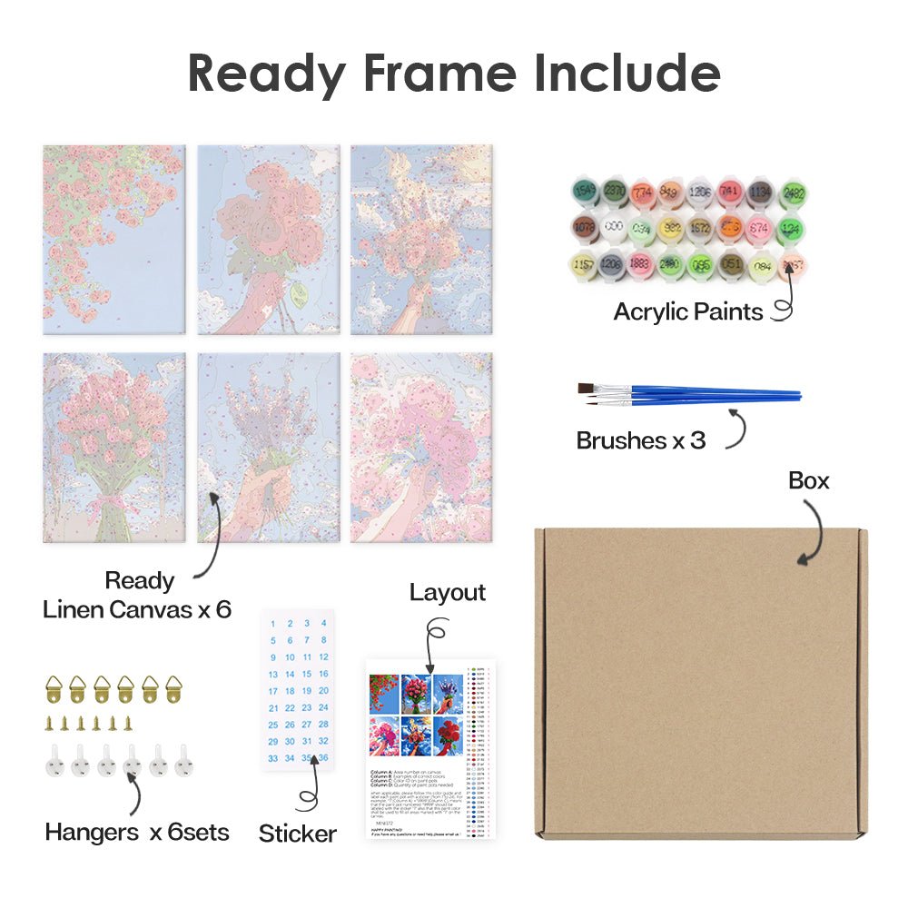 Held in Bloom - Mini Paint by Numbers Kit (6 Pieces) paint by numbers kit