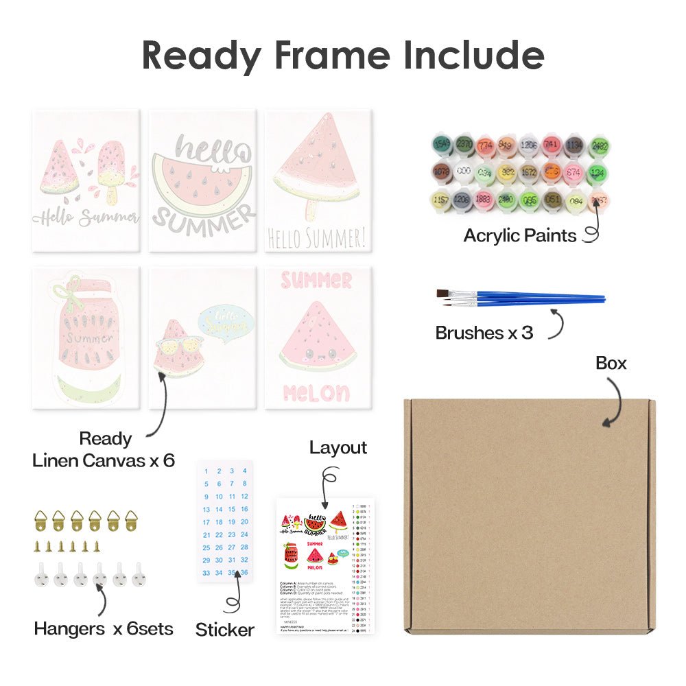 Hello Summer Melon - Mini Paint by Numbers Kit (6 Pieces) paint by numbers kit