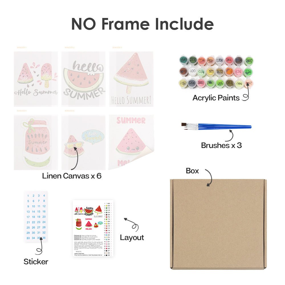 Hello Summer Melon - Mini Paint by Numbers Kit (6 Pieces) paint by numbers kit